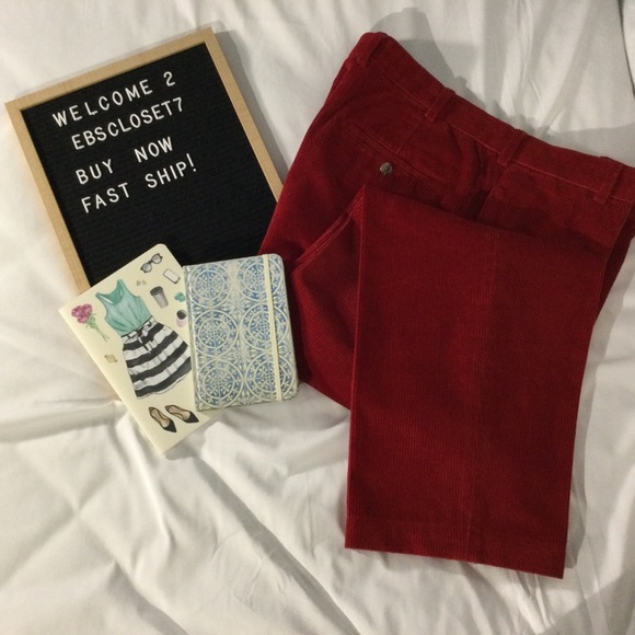 Brooks Brothers Other - Brooks Brothers Flat Front Red Corduroy Pants 38